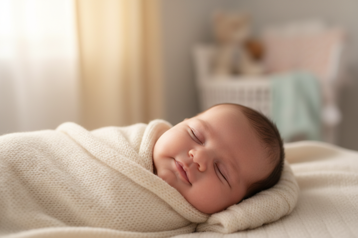 bebe dormant souriant